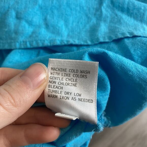 Carole Little Women's Linen Blend Tunic Top Size 1X Vibrant Coastal Euro Summer - Picture 7 of 11